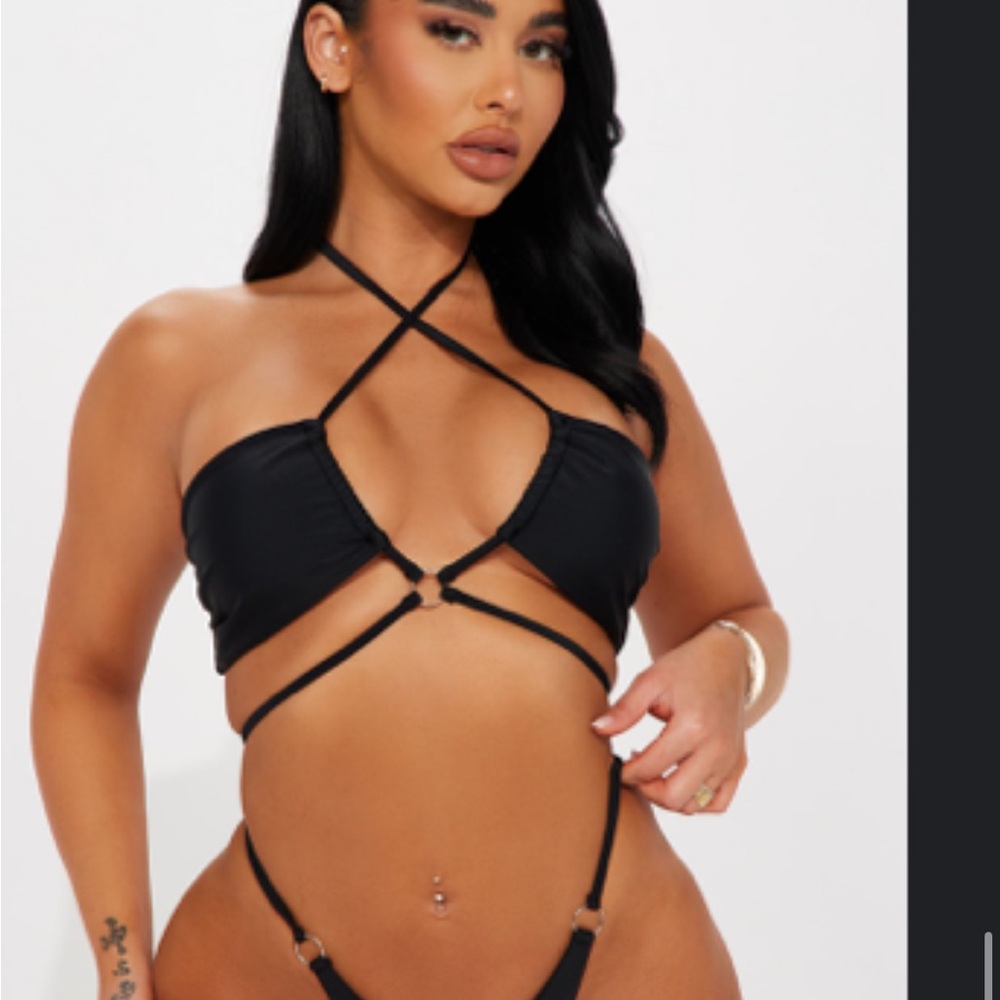 Fashion Nova Black Strappy Bikini